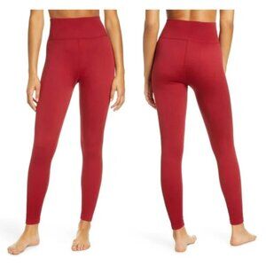Zella Red Ribbed Seamless High Waist Leggings Size L